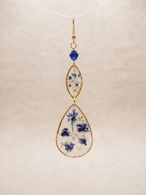 Boucles d'oreilles pendantes « Éclat Saphir »