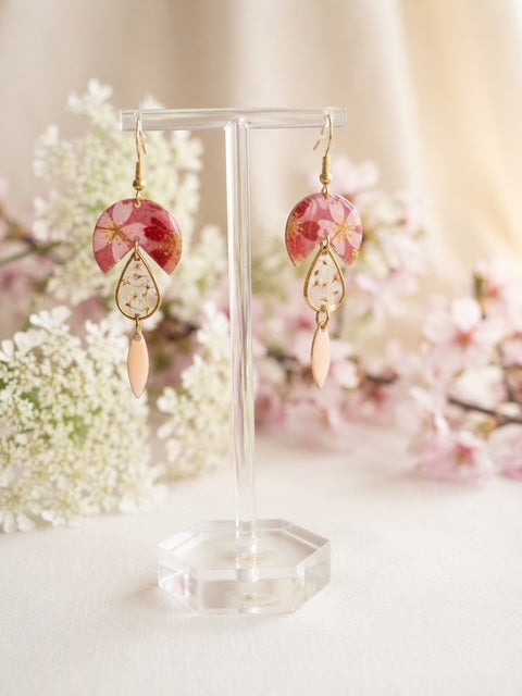 Boucles d'oreilles pendantes « Printemps Rose »