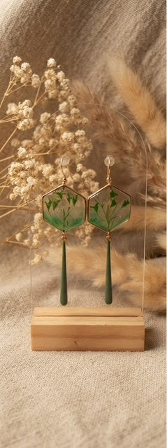 Boucles d'Oreilles Botaniques "Émeraude Végétale"